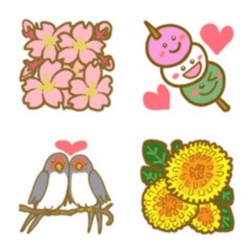 可愛い春の花と生き物いっぱい★絵文字
